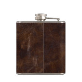 Elegante Dark Brown Kuh Leather Texture Mit Monogr Flachmann (Rückseite)