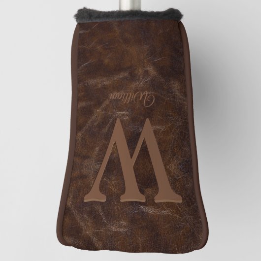 Elegante Dark Brown Kuh Leather Texture Mit Monogr Golf Headcover (Rotieren 90)