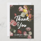 Elegante Dark Chic Vintage Rose Dankeskarte (Vorderseite)
