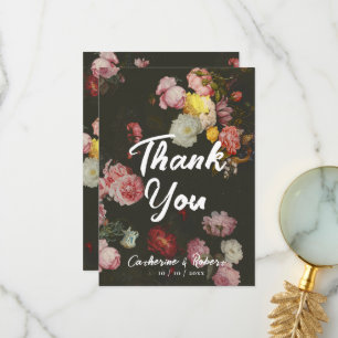 Elegante Dark Chic Vintage Rose Dankeskarte