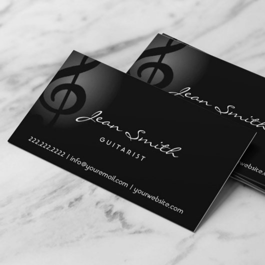 Elegante Dark Clef Guitarist Business Card Visitenkarte