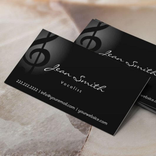Elegante Dark Clef Vocalist Business Card Visitenkarte