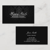 Elegante Dark Damask Hochzeitsplaner-Visitenkarten Visitenkarte (Vorne/Hinten)