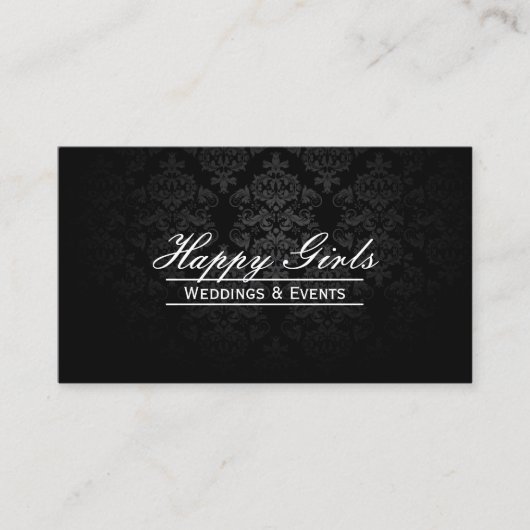 Elegante Dark Damask Hochzeitsplaner-Visitenkarten Visitenkarte (Vorderseite)