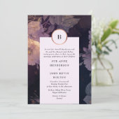 Elegante Dark Floral Boho Fantasy Rose Gold Einladung (Stehend Vorderseite)