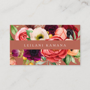 Elegante Dark Floral Business Card Visitenkarte