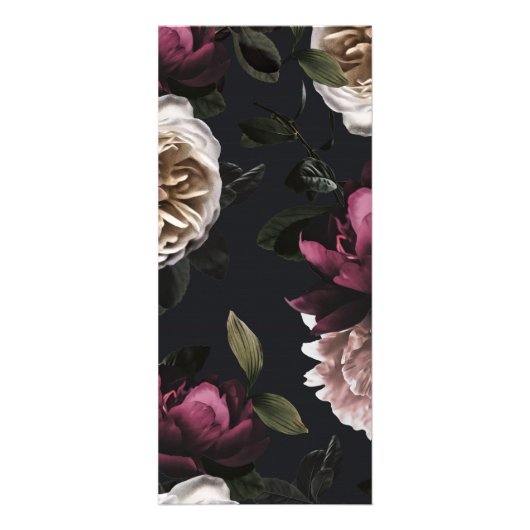 Elegante Dark Floral Pricing oder Services Werbekarte (Hinten)