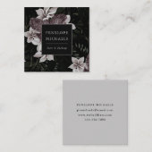 Elegante Dark Floral Print Square Business Card Quadratische Visitenkarte (Vorne/Hinten)