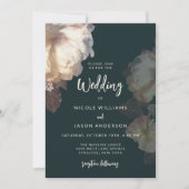 Elegante Dark Floral Romantische Hochzeit Einladung (Vorderseite)