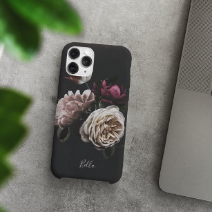 Elegante Dark Floral Rose Personalisiert Case-Mate iPhone Hülle