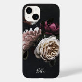Elegante Dark Floral Rose Personalisiert Case-Mate iPhone Hülle (Rückseite)