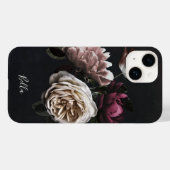 Elegante Dark Floral Rose Personalisiert Case-Mate iPhone Hülle (Rückseite (Horizontal))