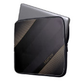Elegante Dark-Gold Linien mit Individuelle Name Laptopschutzhülle (Vorderseite Links)