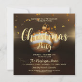 Elegante Dark Gold Weihnachtszeit-Party Einladung (Vorderseite)