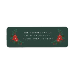 Elegante Dark Green Floral Weihnachten Rücksendead