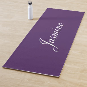 Elegante Dark Lila Personalisierter Name Yoga Mat Yogamatte