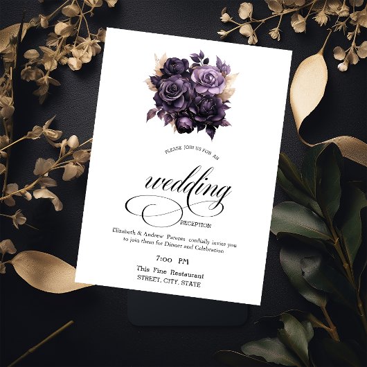 Elegante Dark Lila Rose Probe Abendessen Einladung