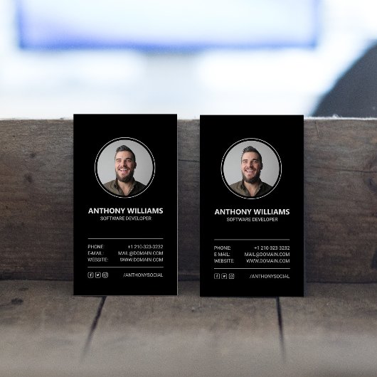 Elegante Dark Personal Foto Business Card Visitenkarte