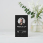 Elegante Dark Personal Foto Business Card Visitenkarte (Stehend Vorderseite)