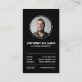 Elegante Dark Personal Foto Business Card Visitenkarte (Vorderseite)
