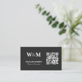 Elegante Dark QR Code Logo Vorlage Visitenkarte (Stehend Vorderseite)