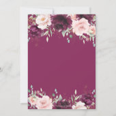 Elegante Dark Raspberry Blush Pink Bläserne Hochze Einladung (Rückseite)