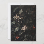 Elegante Dark Romantic Moody Floral Wedding Save The Date (Rückseite)