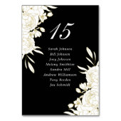 Elegante Dark Schwarz-weiß Gold Rose Hochzeiten Tischnummer (Vorderseite)