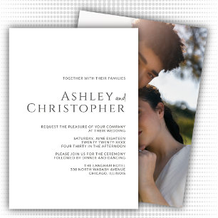 Elegante Dark Slate Moderne Foto Hochzeit Einladung
