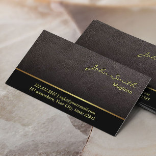 Elegante Dark Tan Leather Magician Business Card Visitenkarte