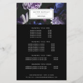 Elegante Dark Violet Floral Pricing & Services Flyer (Vorne)
