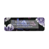 Elegante Dark Violet Floral Rücksendeadresse (Vorne)