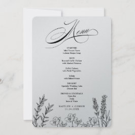 Elegante Dark Wildblume Menu Card Einladung