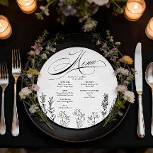 Elegante Dark Wildblume Menu Card