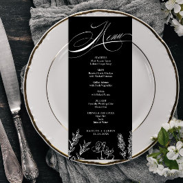 Elegante Dark Wildblume Menu Card Programm