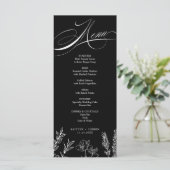 Elegante Dark Wildblume Menu Card Programm (Stehend Vorderseite)