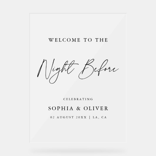 Elegante Das Abendessen vor der Probe Mattiert Acrylschild (Vorderseite)