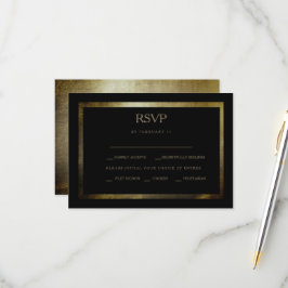 Elegante Day Metallic Gold Wedding RSVP Card