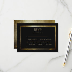 Elegante Day Metallic Gold Wedding RSVP Card