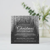 Elegante Dazzle Weihnachtsfeier Schwarz Einladung (Stehend Vorderseite)