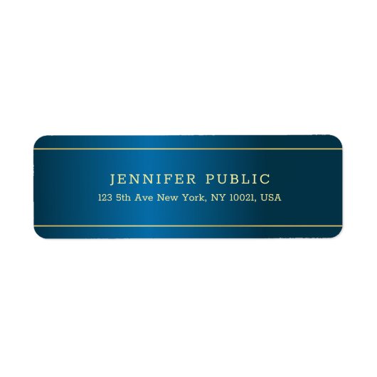 Elegante Deep Blue Gold Text Template Beruflich (Vorne)