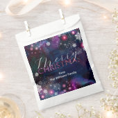Elegante Deep Blue Magenta Pink Snowflake Weihnach Geschenktütchen (Ausgeschnitten)