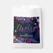 Elegante Deep Blue Magenta Pink Snowflake Weihnach Geschenktütchen (Vorderseite)