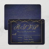 Elegante Deep Blue und Gold Glitzer RSVP Cards Karte (Vorne/Hinten)