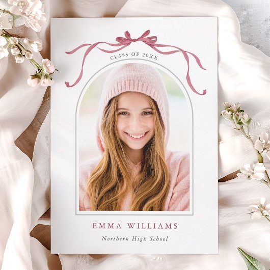 Elegante Deep Blush Schleifen-Abschluss Ankündigung
