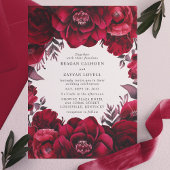 Elegante Deep Crimson Rote Florale Romantische Hoc Pergament Einladungen