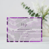 Elegante Deep Lila Marble Batik Wedding RSVP Card Karte (Stehend Vorderseite)