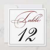 Elegante Deep Red Script Tischnummer Cards (Rückseite)