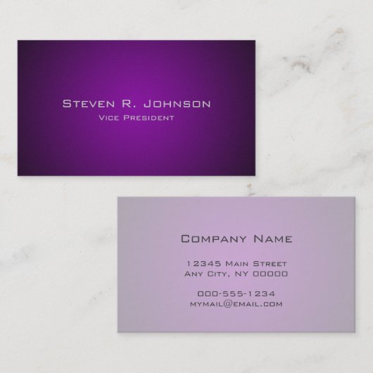 Elegante Deep Violet Ombre Custom Business Cards Visitenkarte (Vorne/Hinten)