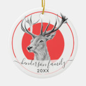 Elegante Deer Art Personalisiertes Weihnachten Keramik Ornament (Vorne)